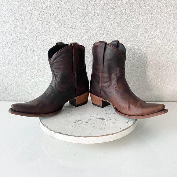 Lane EMMA JANE Womens Cowboy Bootie 9 Cognac Brown Western Cowgirl Short Boots - Picture 7 of 11